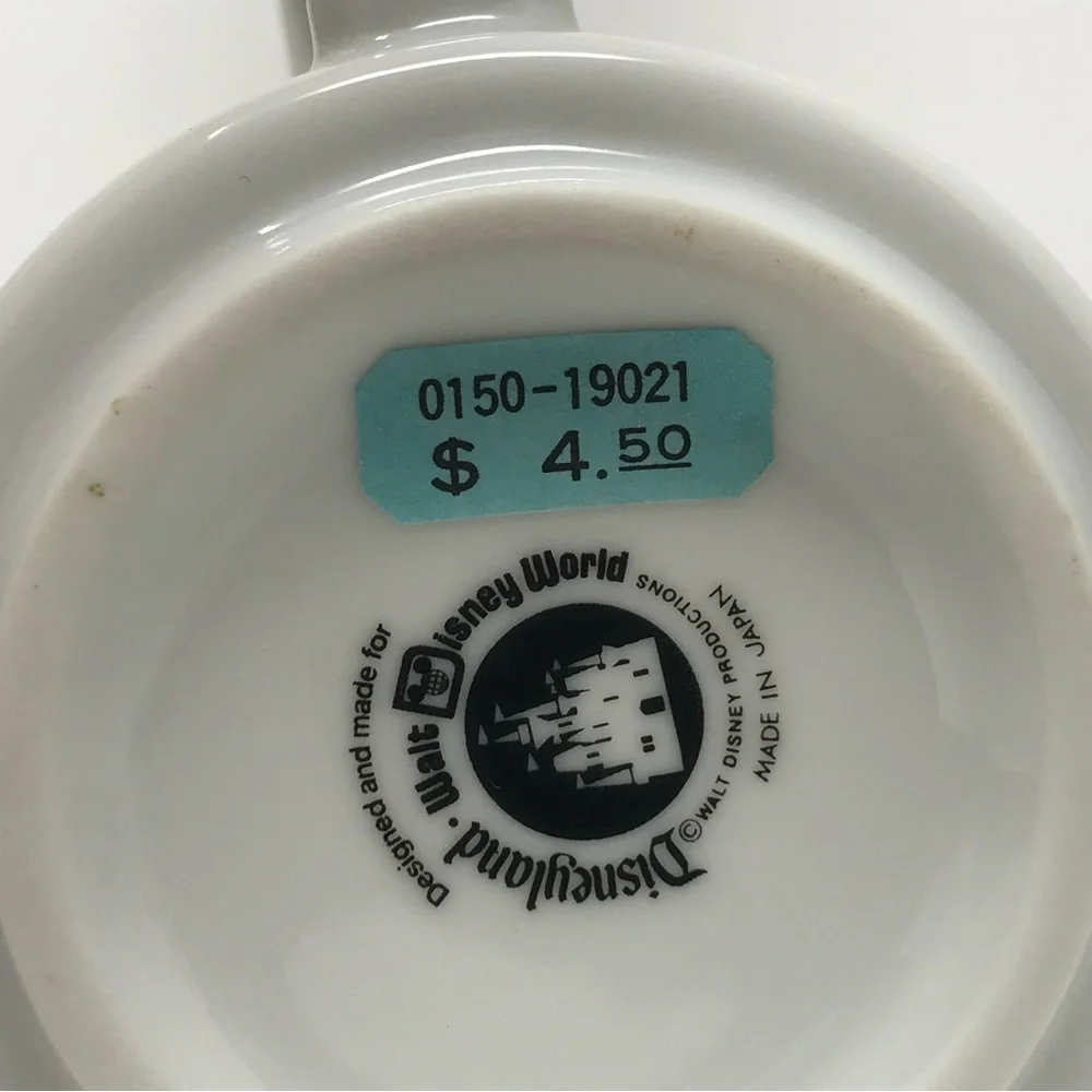 Vintage Disneyland Walt Disney World Bambi Thumper Flower Owl Mug Blue Rim - Picture 9 of 9